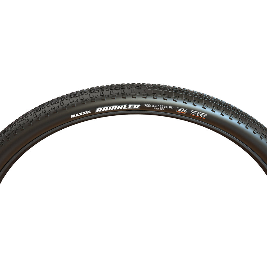 Maxxis, Rambler, Gravel Tire, 700x50C, Folding, Tubeless Ready, Dual, EXO, 120TPI, Black