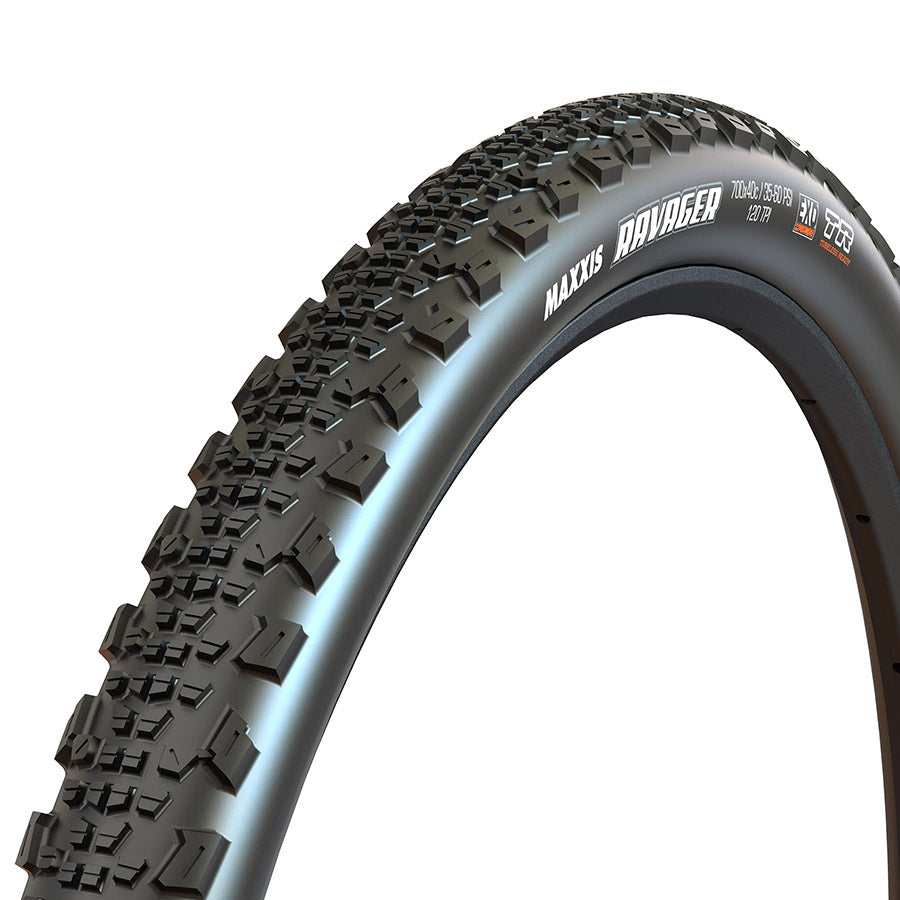 Maxxis, Ravager, Gravel Tire, 700x40C, Folding, Tubeless Ready, Dual, EXO, 120TPI, Black