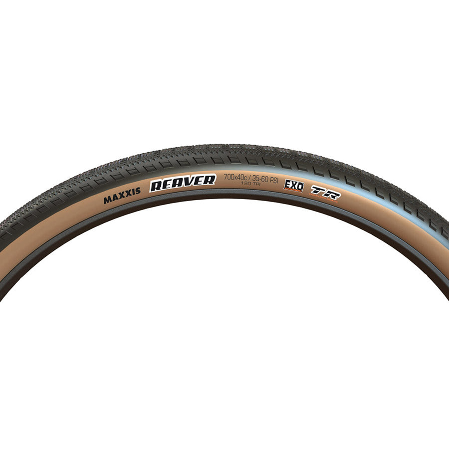 Maxxis, Reaver, Gravel Tire, 700x40C, Folding, Tubeless Ready, Dual, EXO, 120TPI, Black