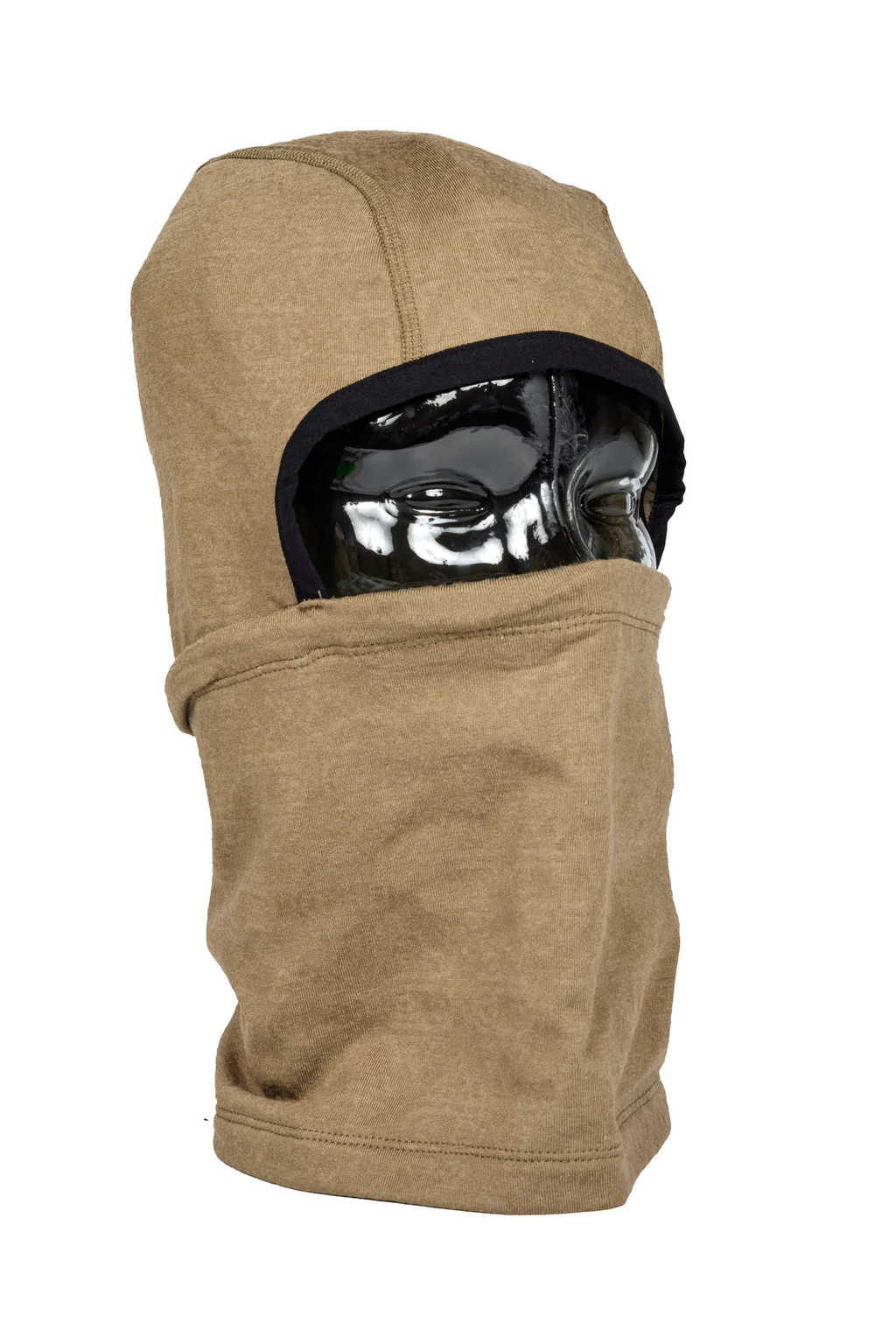 Brown balaclava with a black mask on a white background