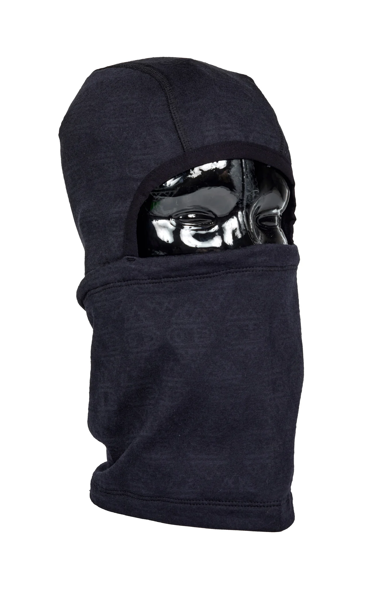 Black balaclava with reflective interior on a white background