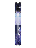 Pair of skis with a blue and purple design on a white background
