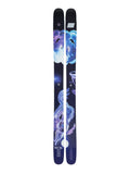 Pair of skis with a colorful design on a white background
