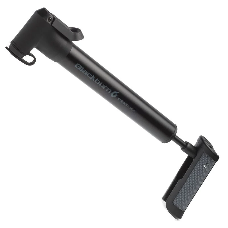 Black bicycle pump with 'Blackburn' branding on a white background