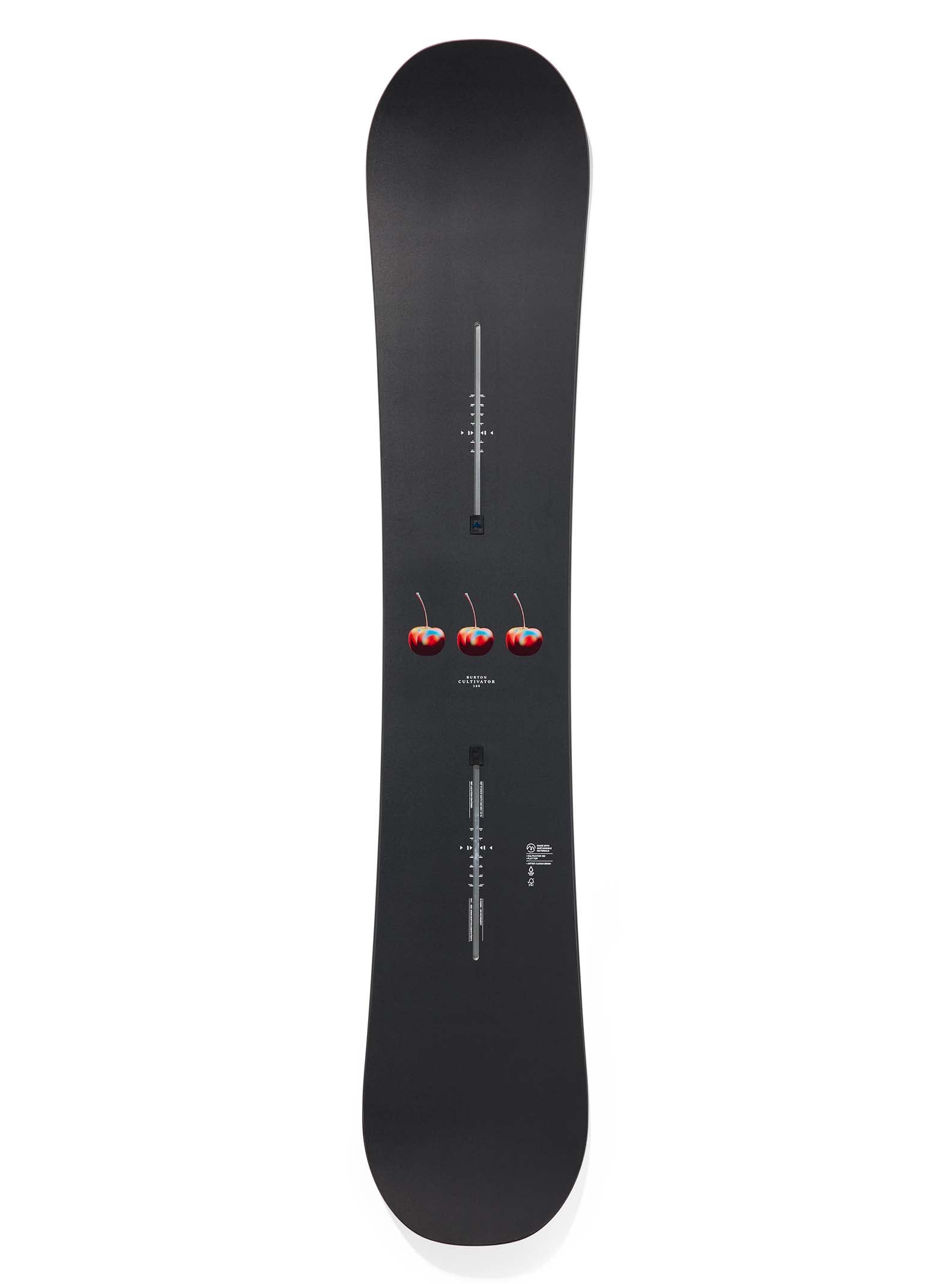 Black snowboard on a white background