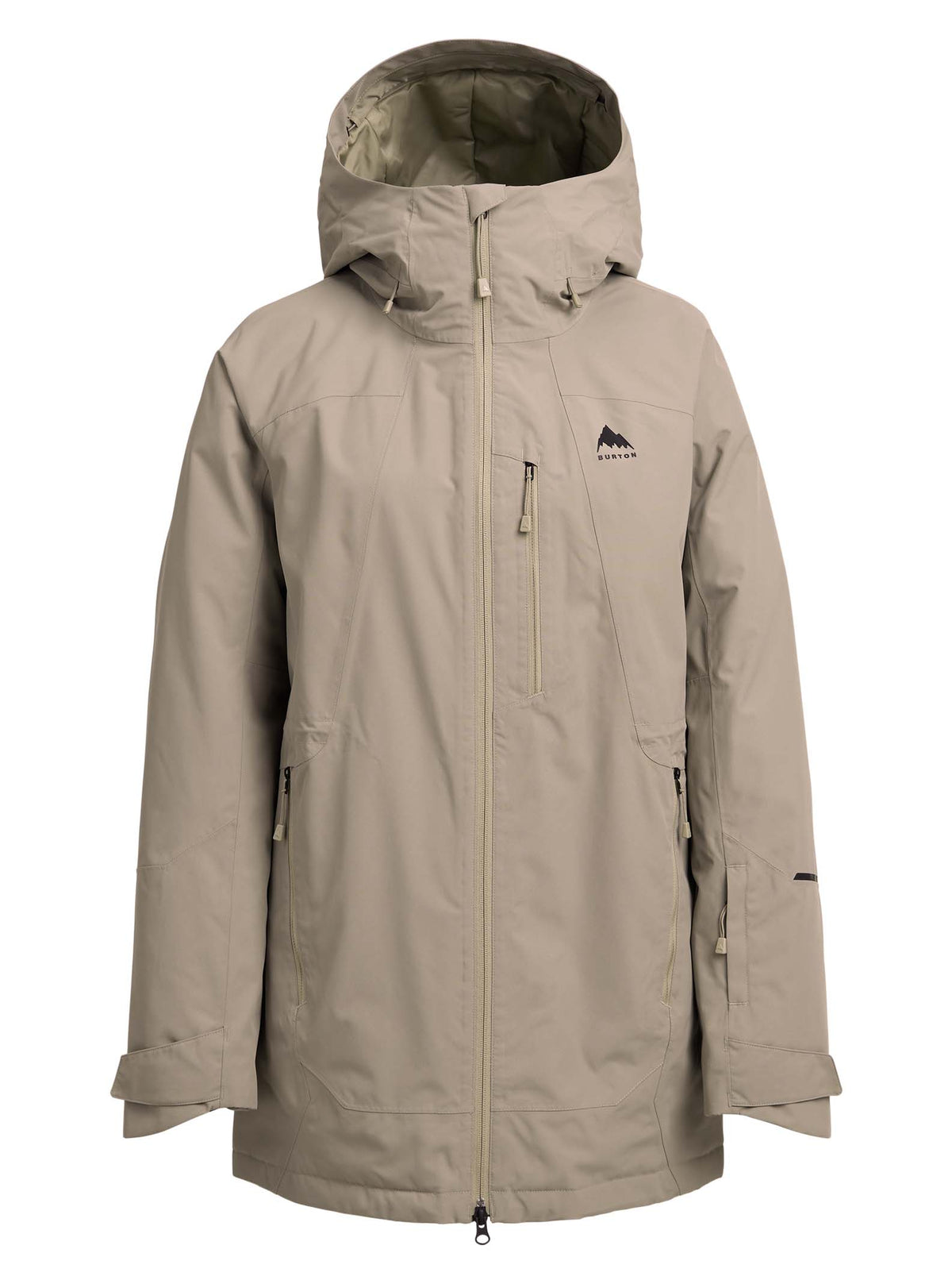 Beige jacket with a brand logo on a white background