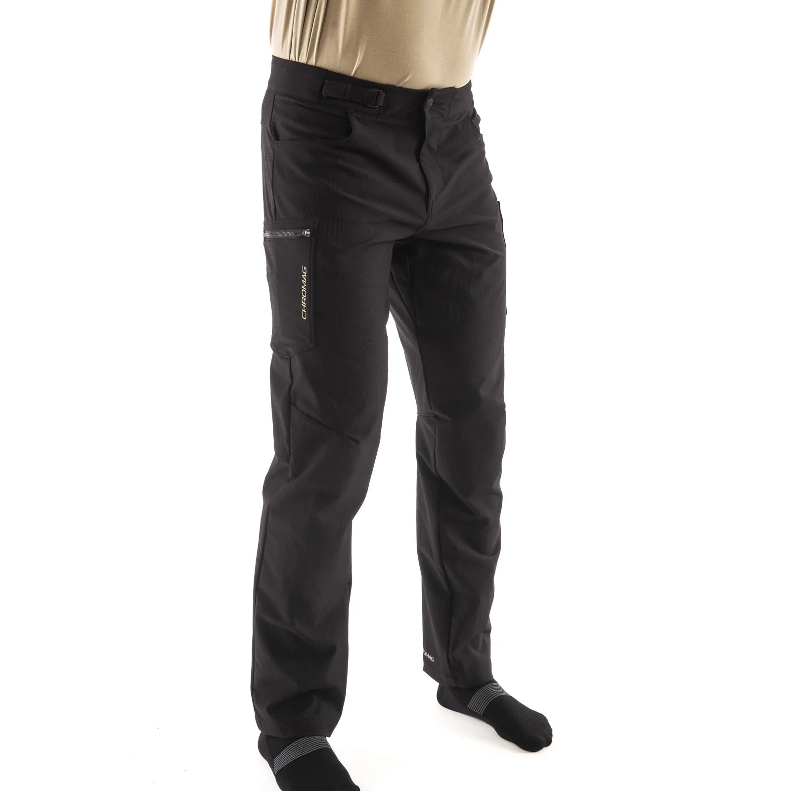 Black pants on a mannequin against a white background