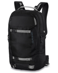 Black backpack with visible brand logo on a white background