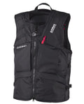 Black airbag vest with visible branding on a white background