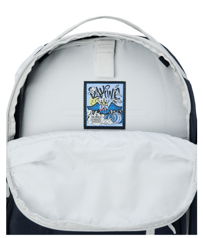 Backpack with a visible brand logo on the back panel