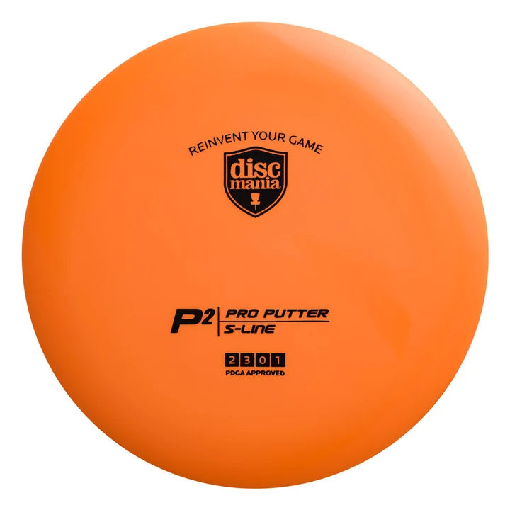 Orange disc with Discmania branding and text on a white background