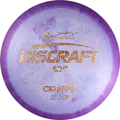 Discraft disc golf disc with purple and white gradient on a white background