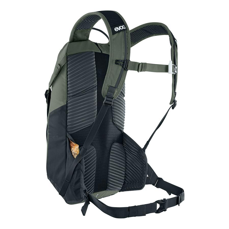 Green and black backpack with visible brand logo on a white background