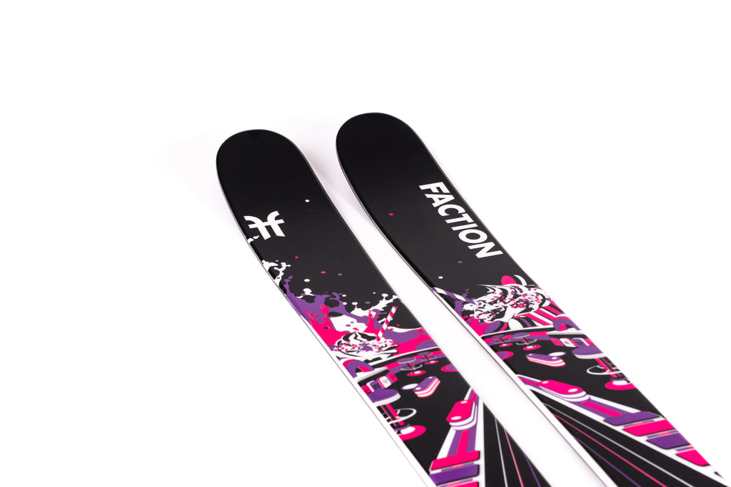 Ski with Faction branding on a white background