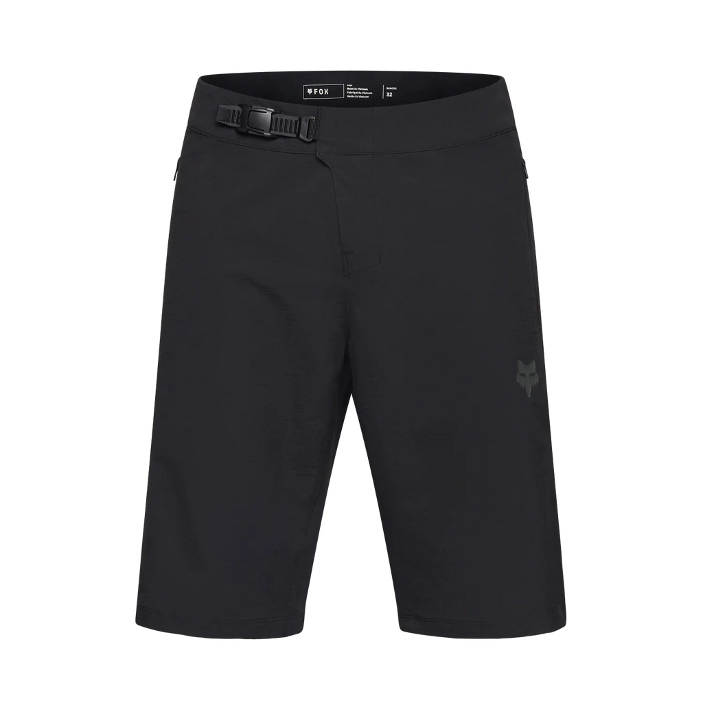 Black shorts with a logo on a white background