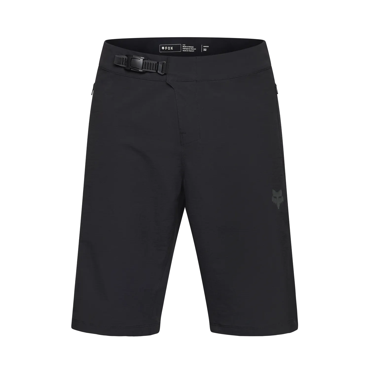 Black shorts with a logo on a white background