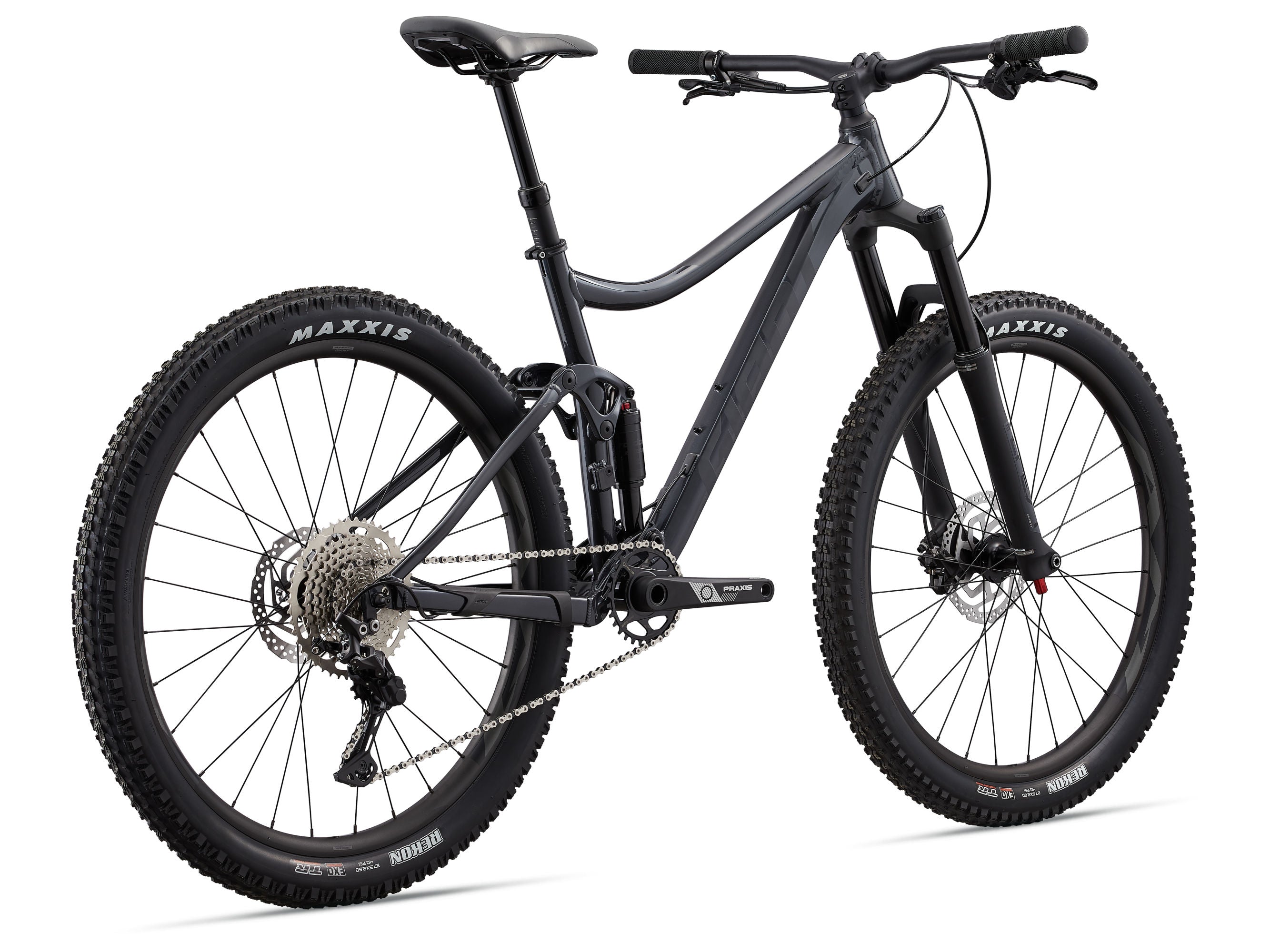 Black mountain bike on a white background