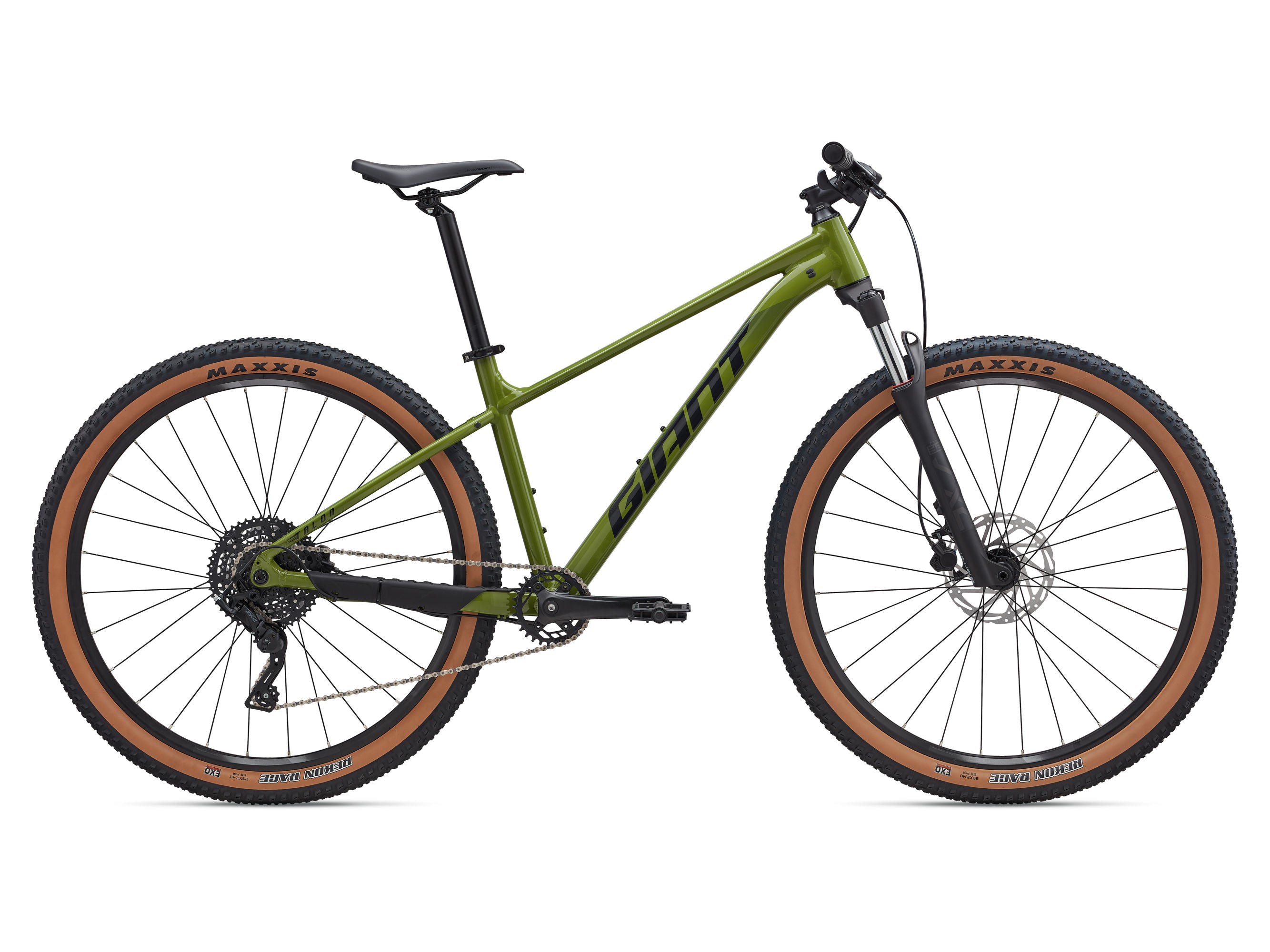 Green bicycle with brown tires on a white background