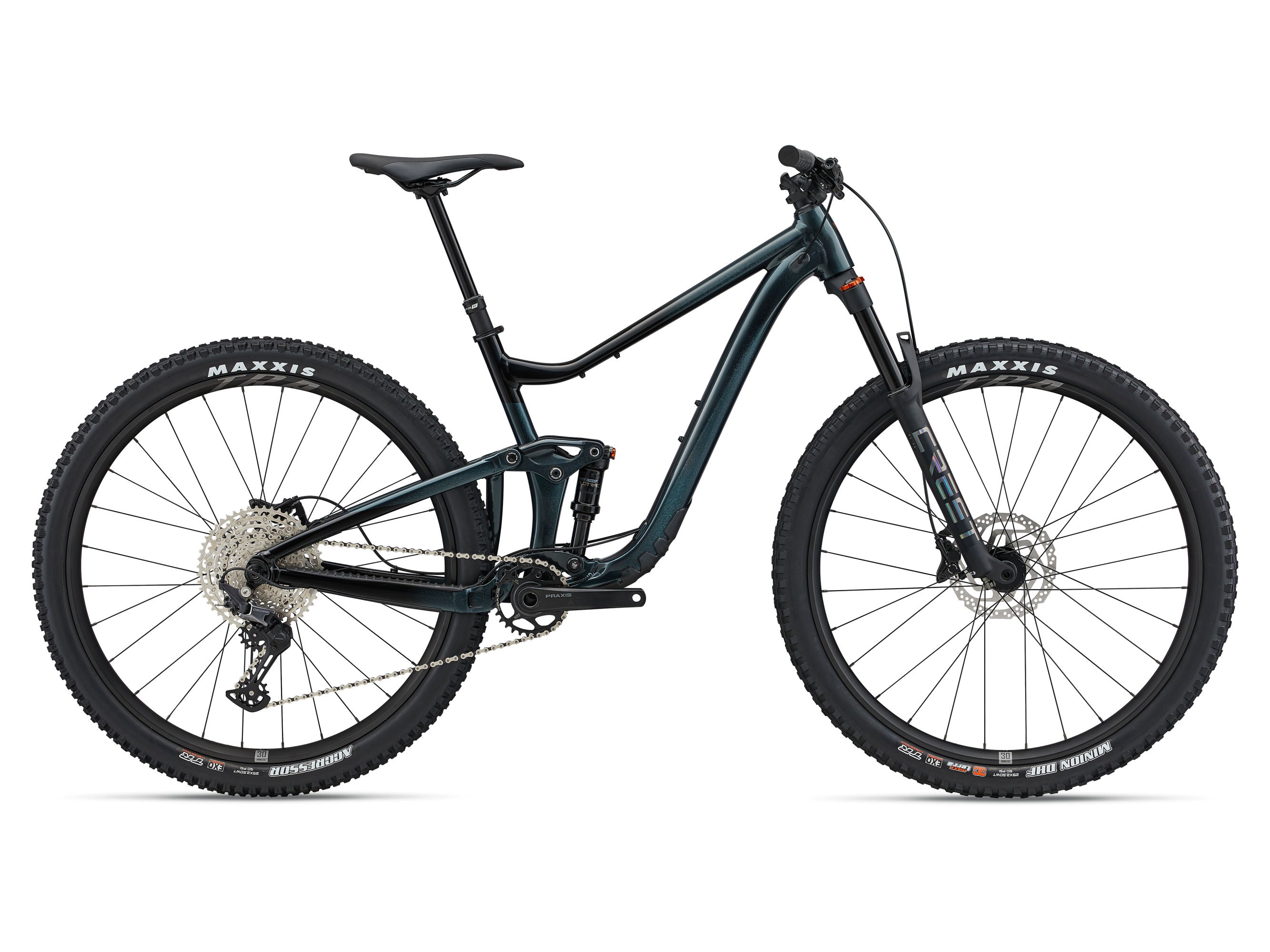 Mountain bike with Maxxis tires on a white background