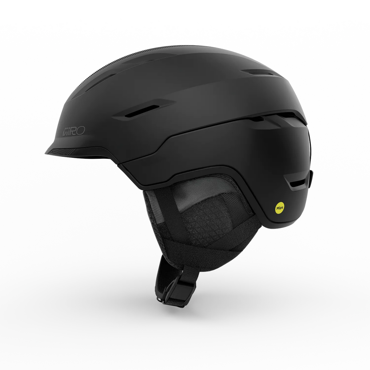Black helmet with a visor on a white background