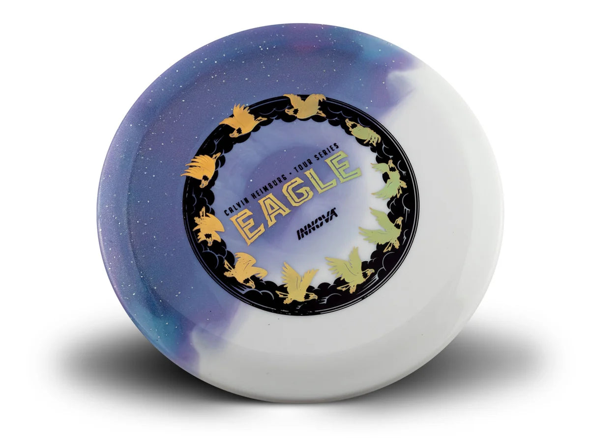 Disc golf disc with 'Eagle' branding on a white background