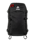 Black backpack with red zippers and 'Jones' logo on a white background