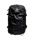 Black backpack with 'Jones' logo on a white background