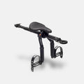 Black bike seat and frame on a white background