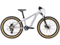 White mountain bike with black components on a white background