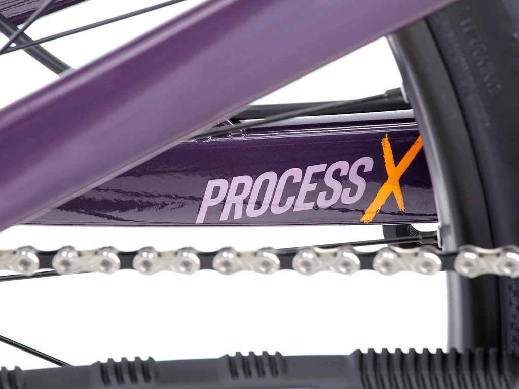 Close-up of a bicycle chain and frame with 'PROCESS X' branding.
