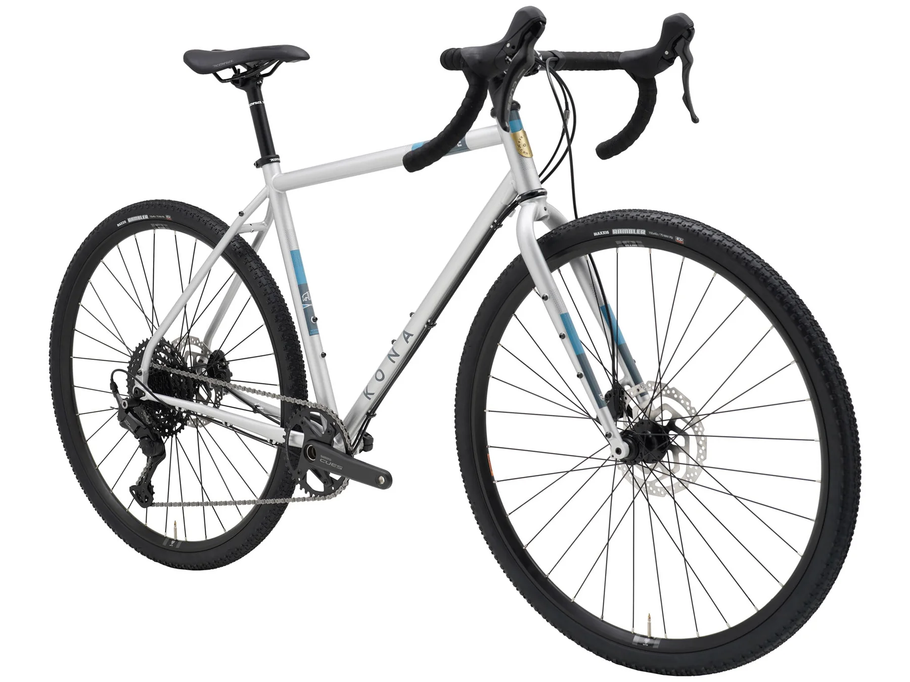 White bicycle with black components on a white background