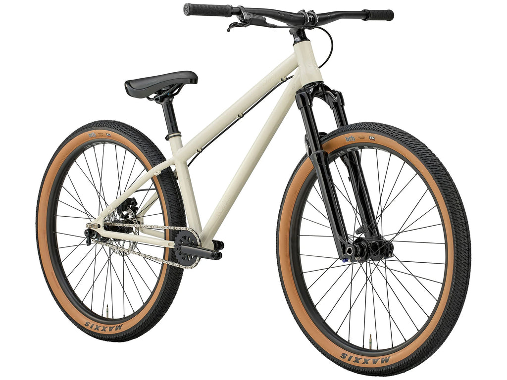 White bicycle with brown tires on a white background