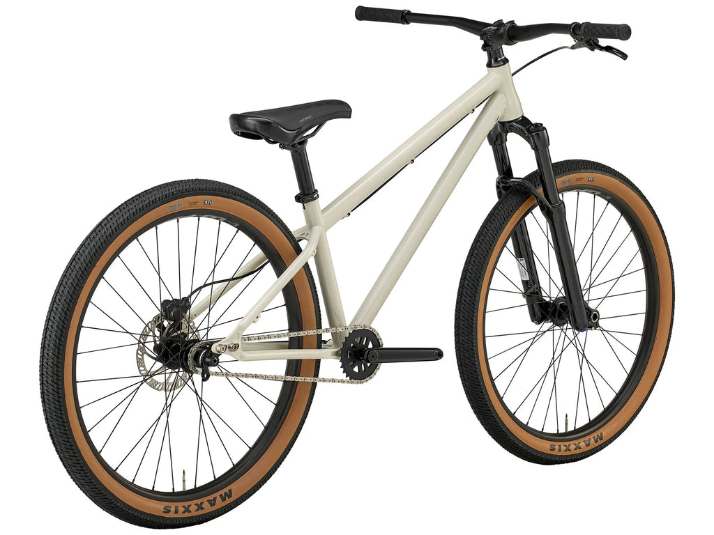 White bicycle with brown tires on a white background