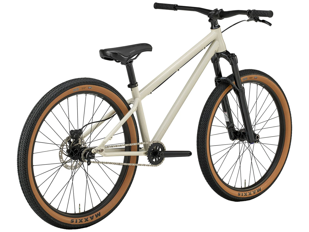 White bicycle with brown tires on a white background