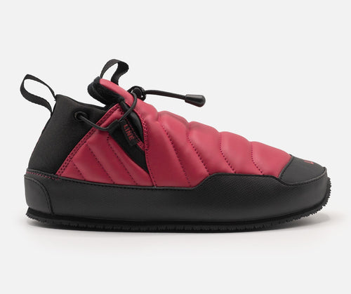 Red and black shoe on a white background