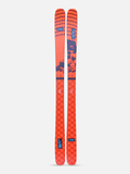 Pair of red and blue skis with 'Line' branding on a light gray background