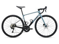 Light blue and black bicycle on a white background