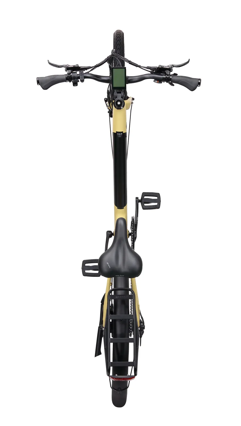 Black and gold bicycle on a white background