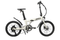 White folding bike with black components on a white background