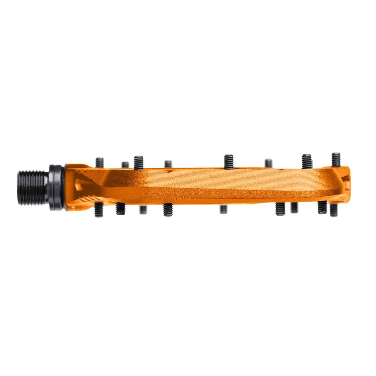 Orange metal component with screws on a white background