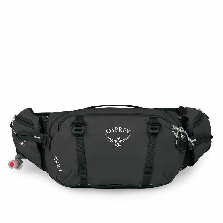 Black Osprey waist pack on a white background