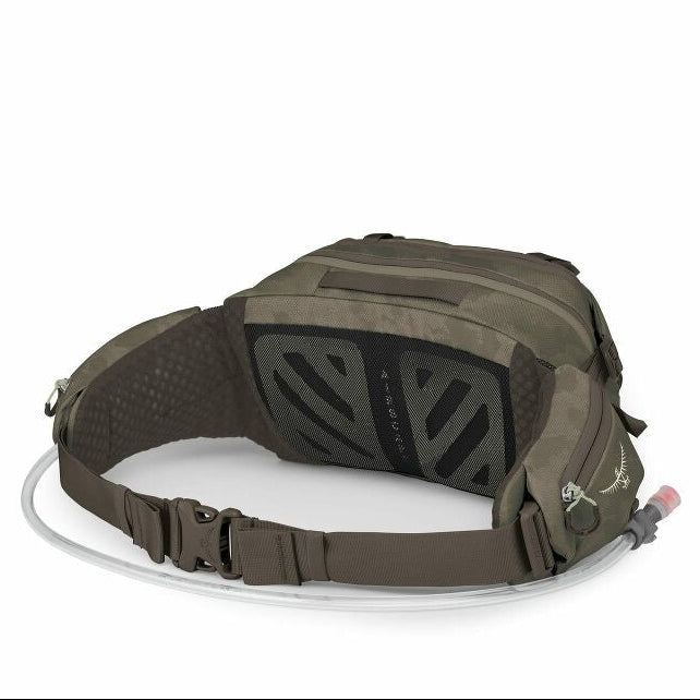 Green tactical backpack on a white background
