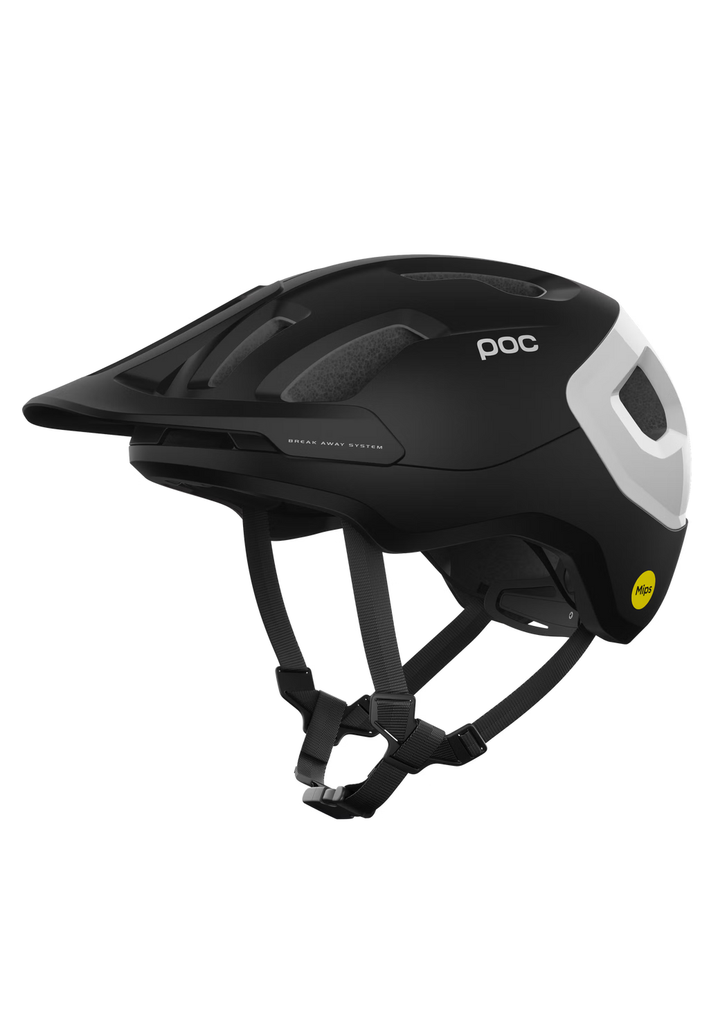 Black and gray helmet with POC logo on a white background
