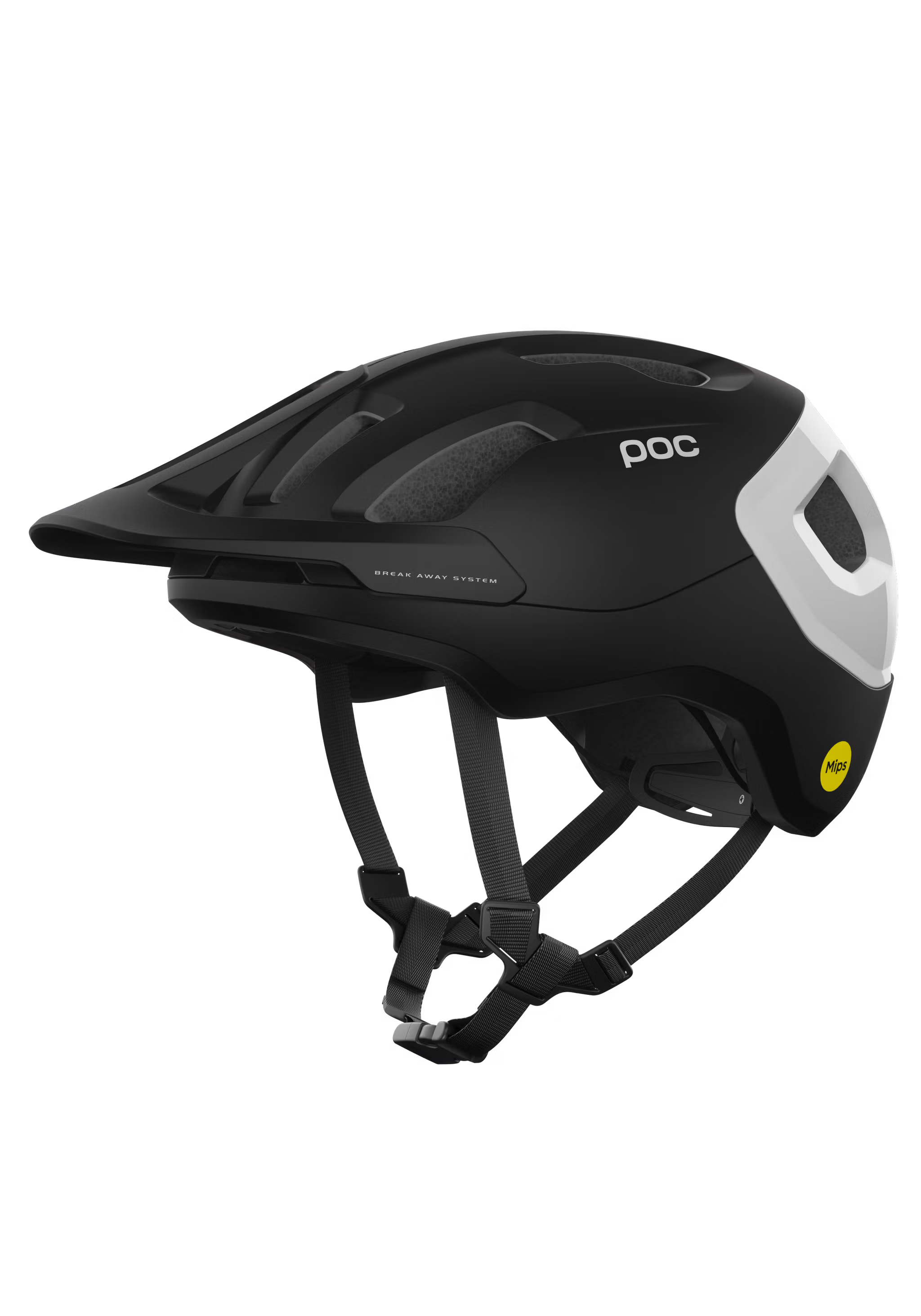 Black and gray helmet with POC logo on a white background