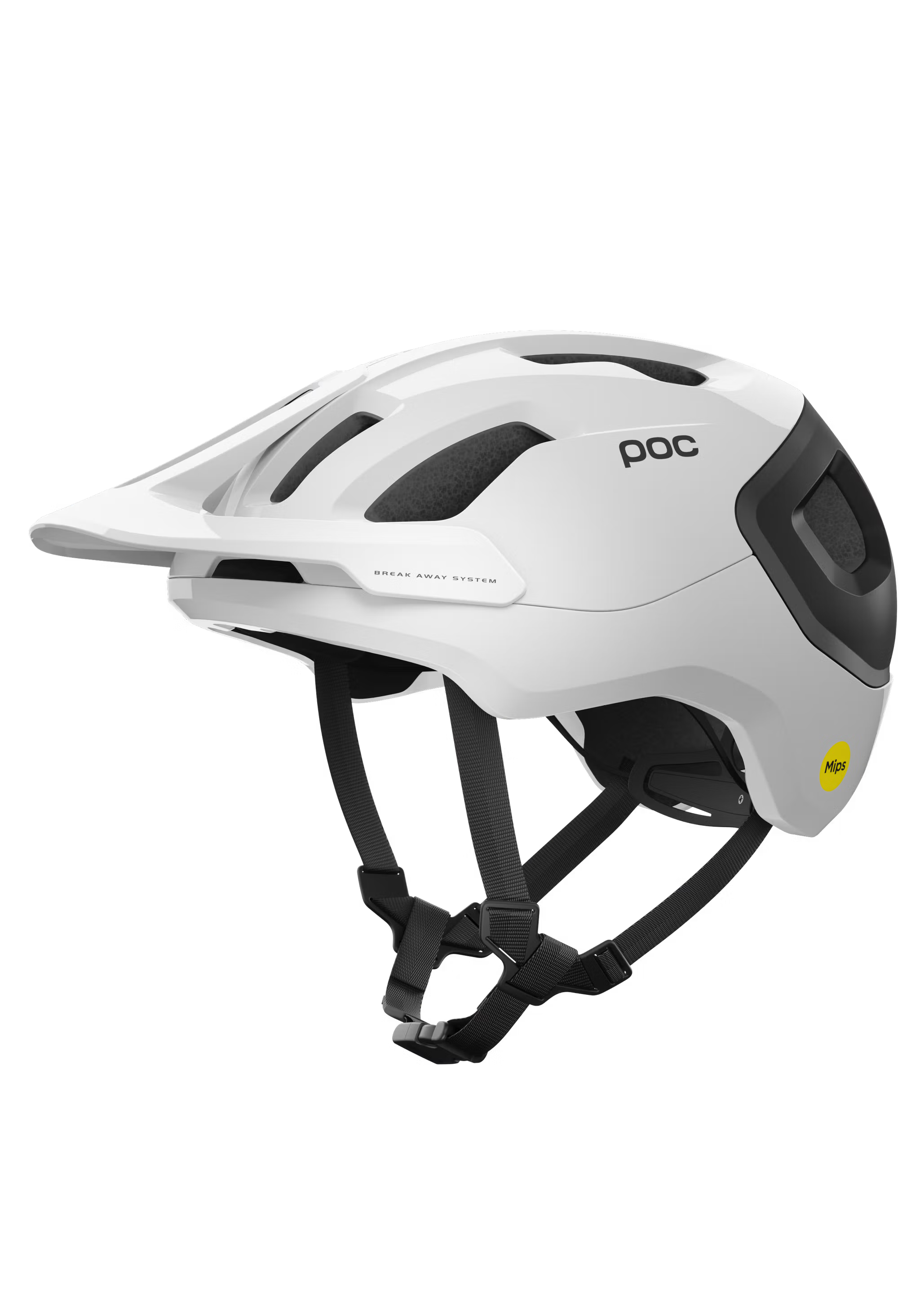 White bicycle helmet with black accents on a white background