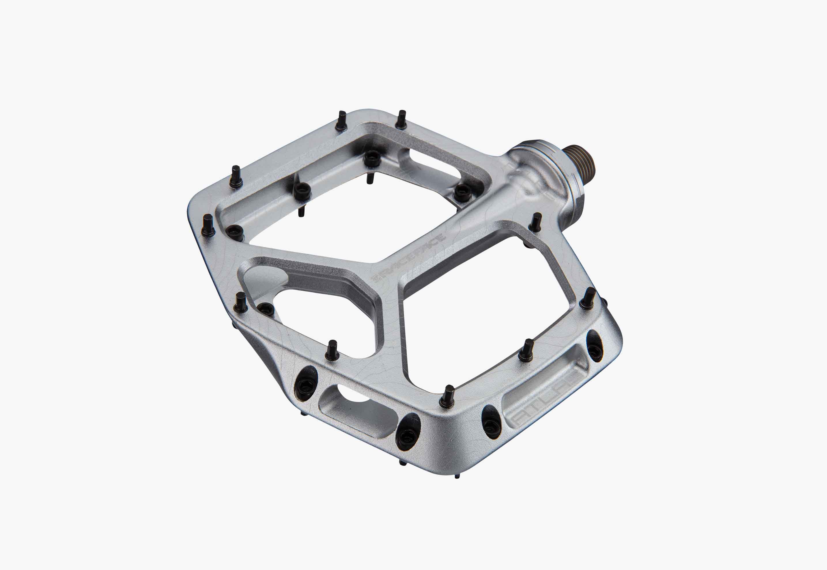Silver bicycle pedal on a white background