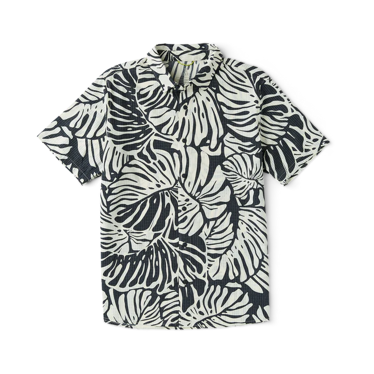 Black and white patterned shirt on a white background