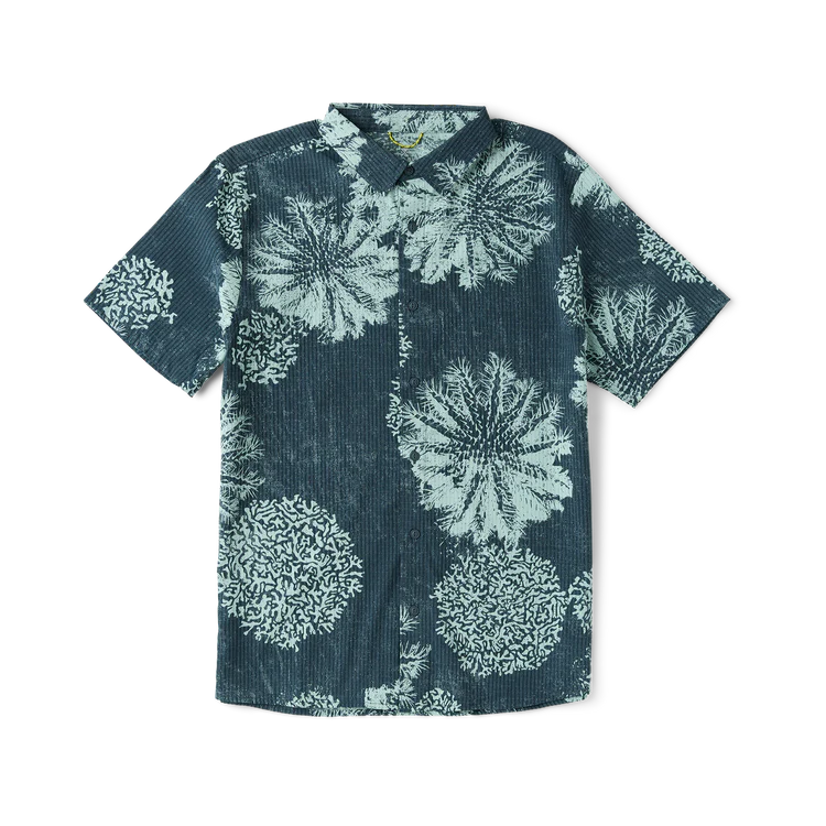 Short-sleeve shirt with floral pattern on a white background