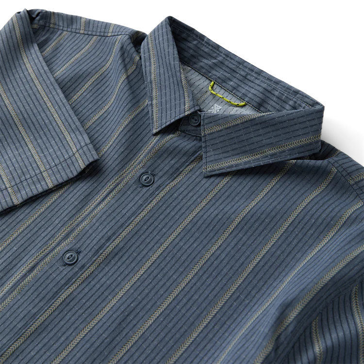 Blue striped shirt with a collar on a white background