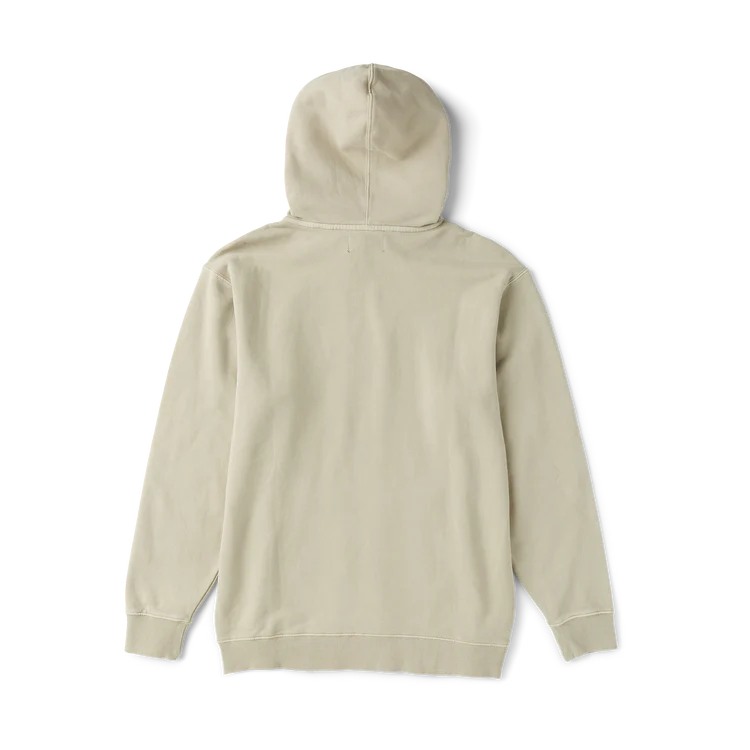 A light beige hooded sweatshirt shown from the back, laid flat against a clean white background.
